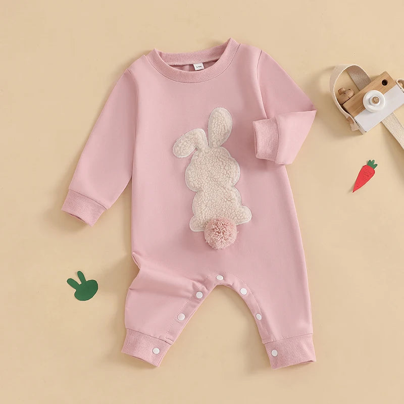 Plush Bunny Infant Baby Girls Boys Rompers