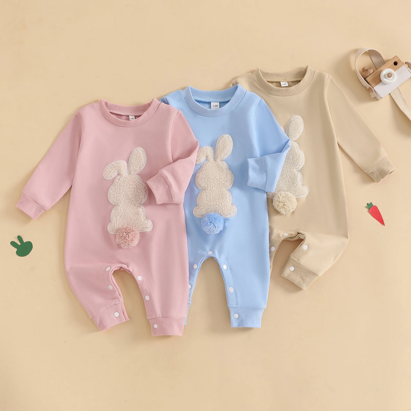 Plush Bunny Infant Baby Girls Boys Rompers