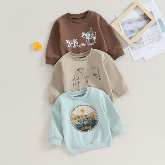 Autumn Kis Toddler Boy Fall Sweatshirt Long Sleeve Print Pullover Loose Tops Spring Clothes