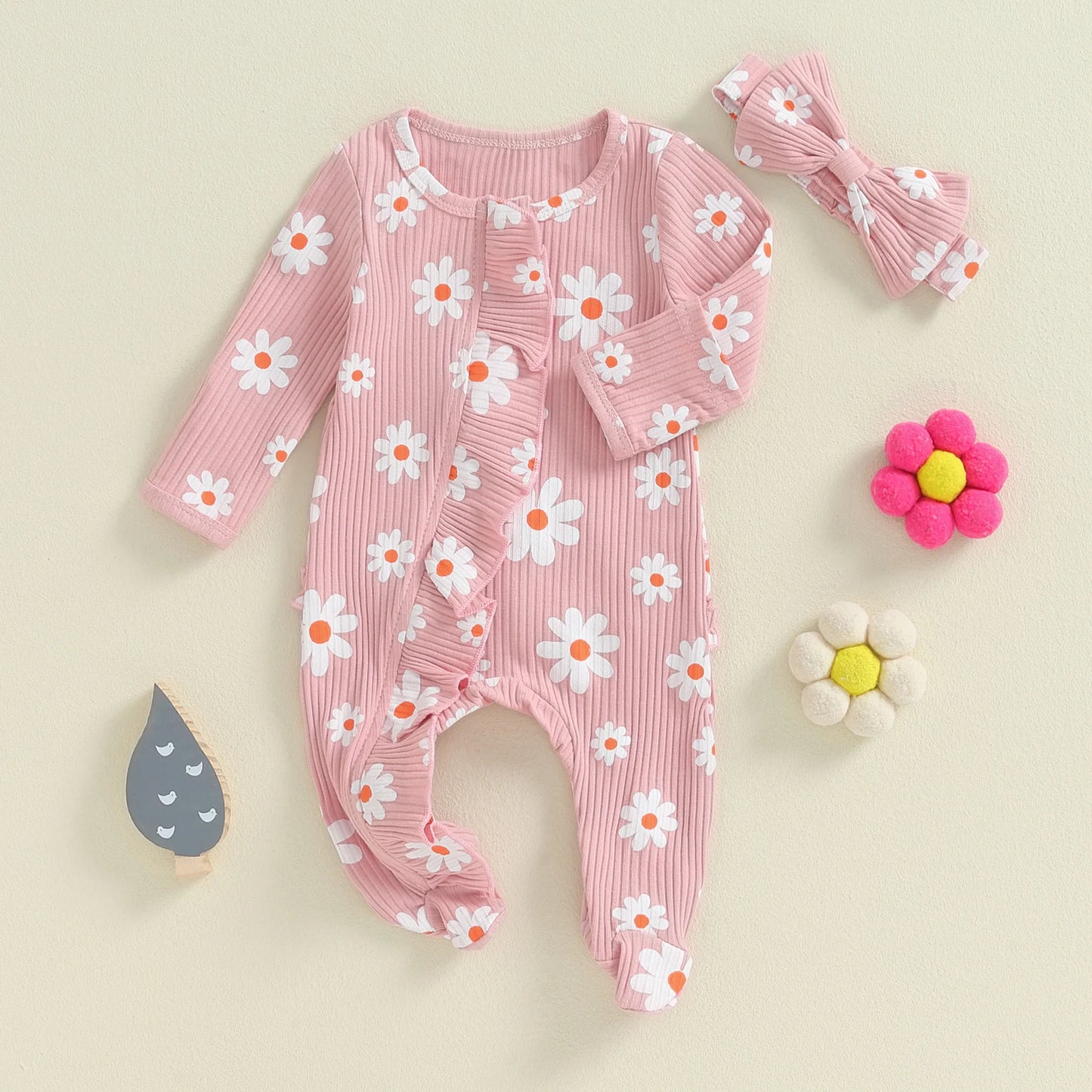 Infant Baby Girl Rompers Flower Long Sleeve