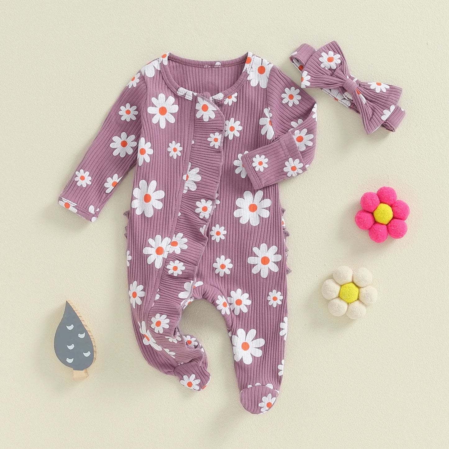 Infant Baby Girl Rompers Flower Long Sleeve