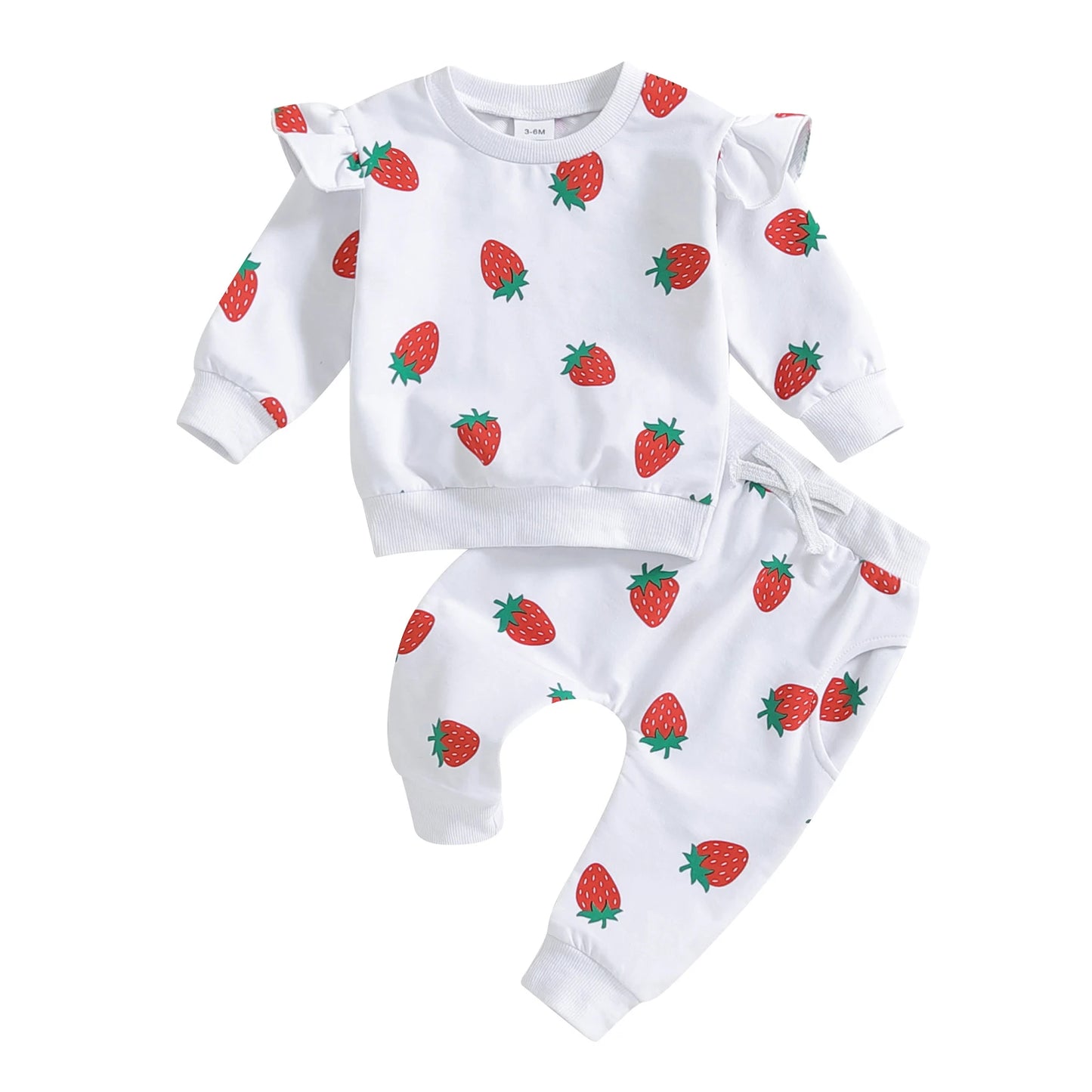 Autumn Toddler Baby Girls Outfit Fruit Print Long Sleeve Sweatshirt Elastic Waist Pants Fall Clothes